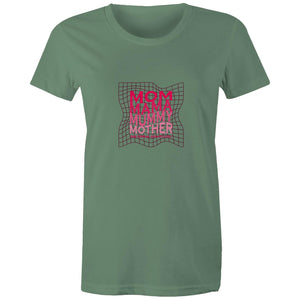 Women's Maple Tee Mom Mama Mother Print 