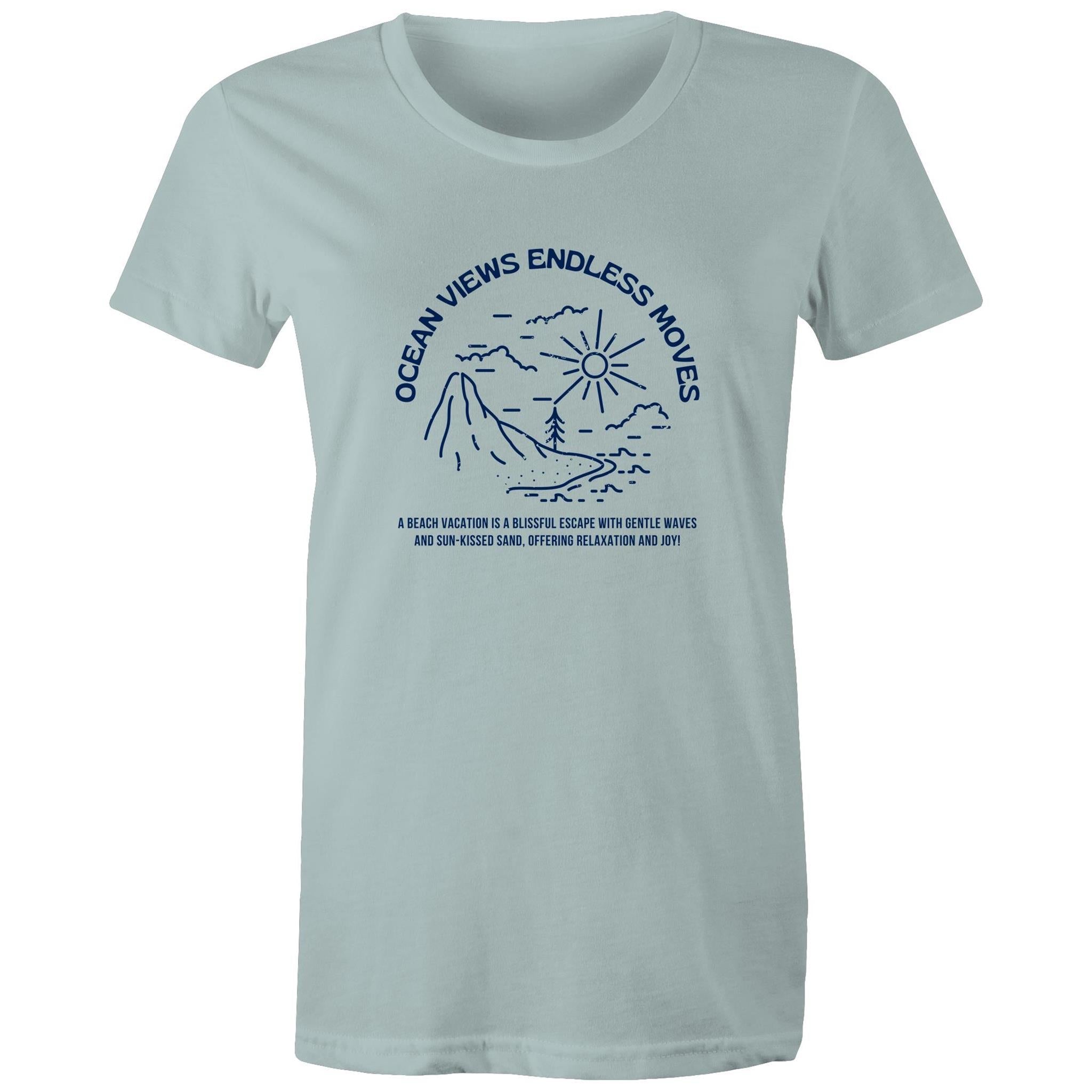 Women's Maple Tee Ocean Views Print 