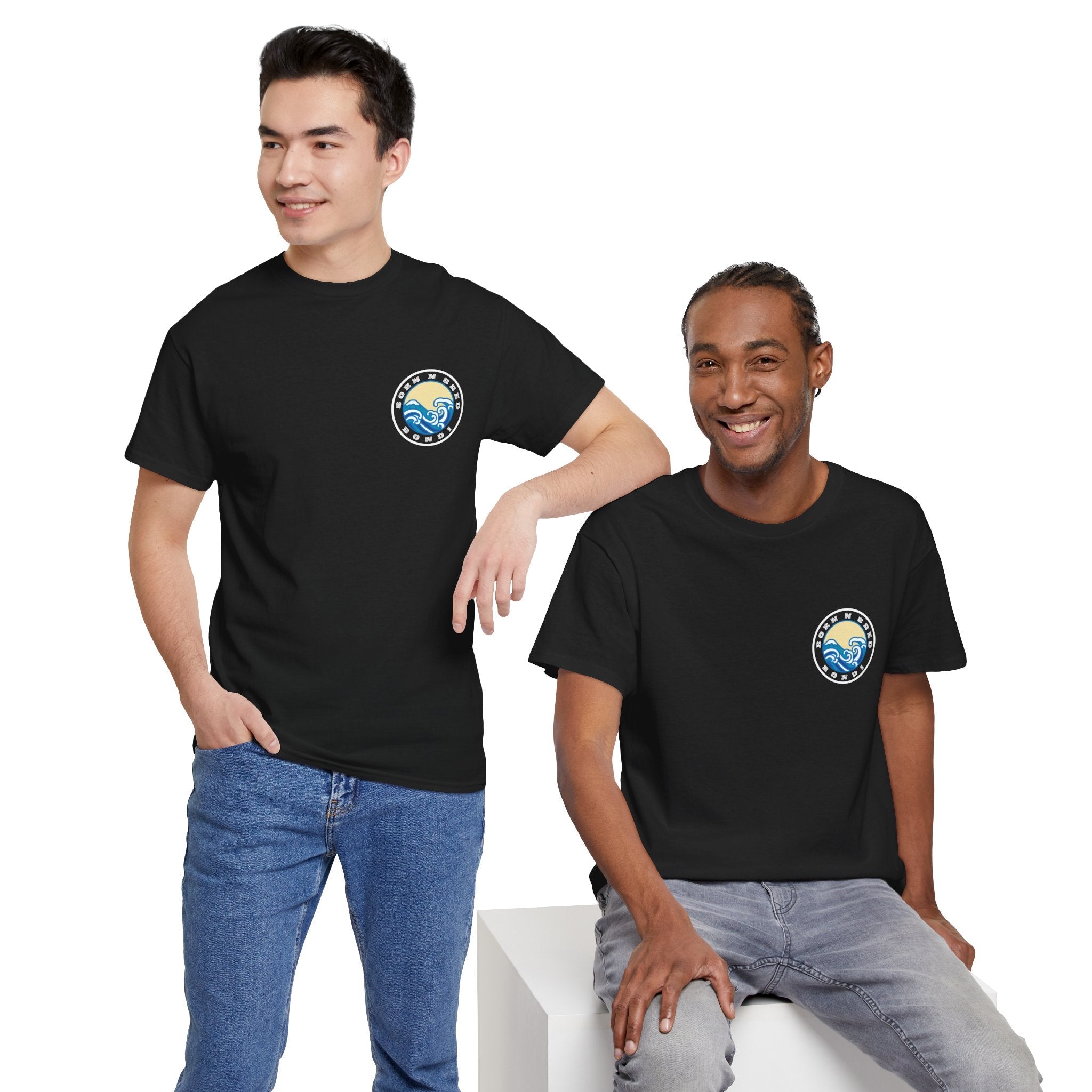 Heavy Cotton T-Shirt with free Canva custom designed logo front and back 