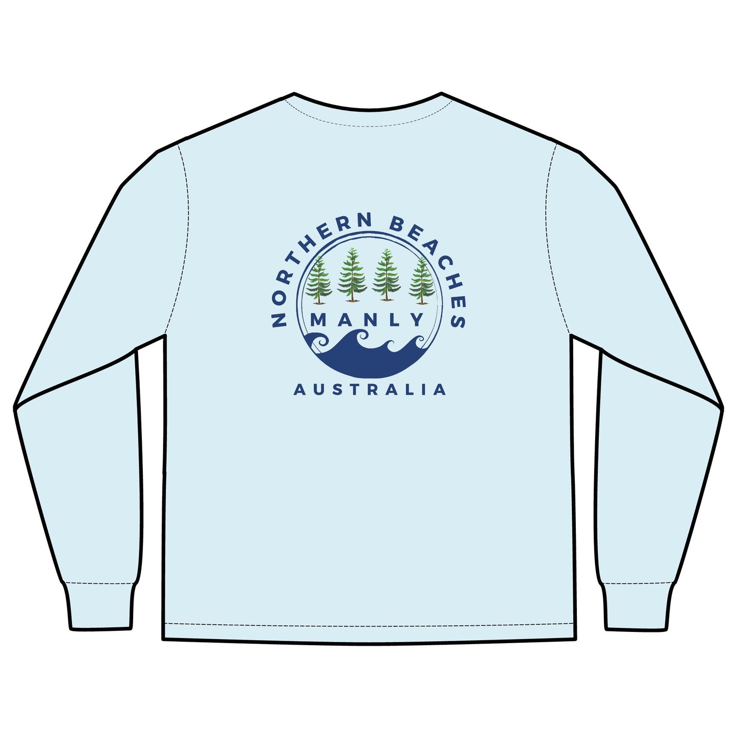 'The Westwood' Men's Long Sleeve Pocket T-Shirt with Northern Beaches Custom Design front and back logo