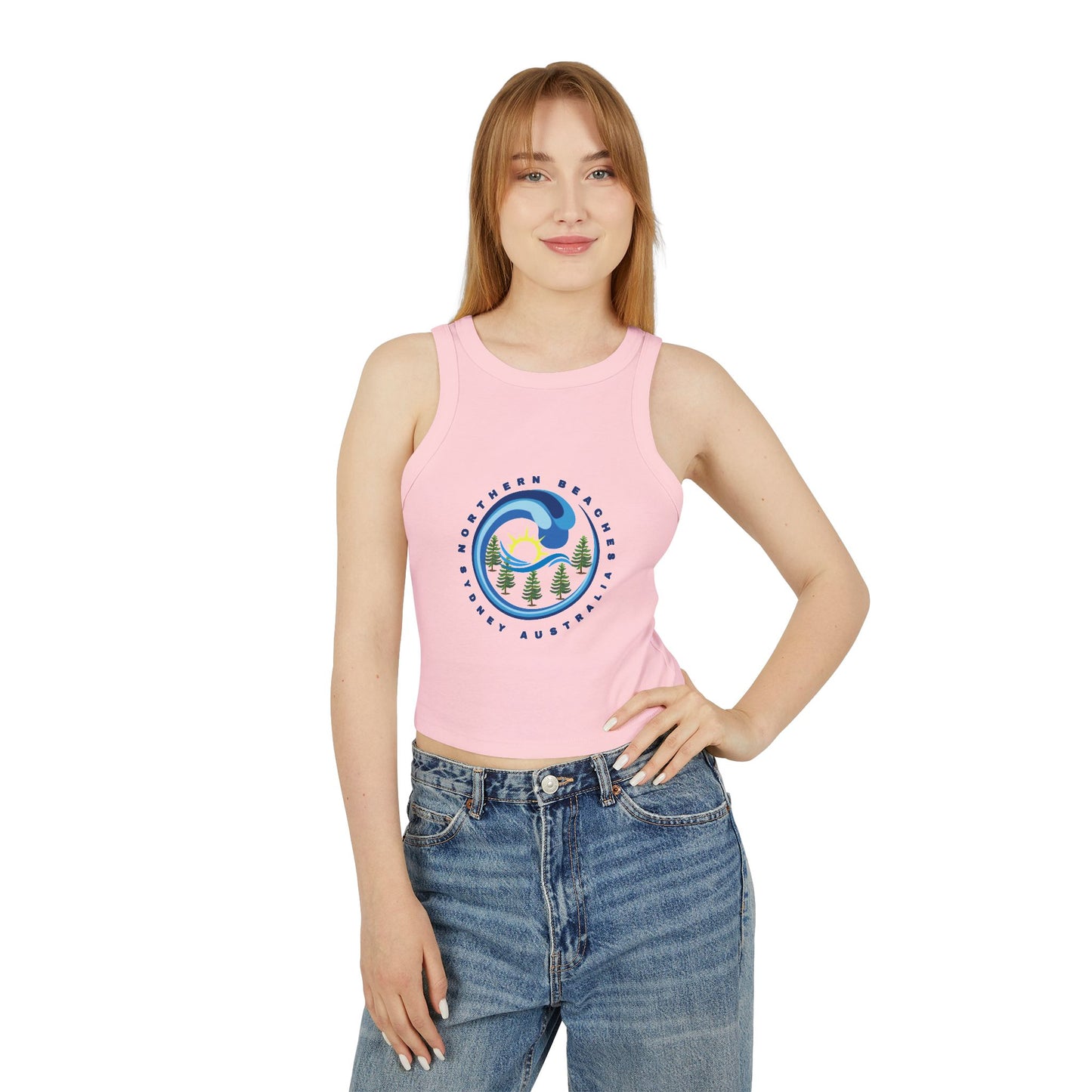 Lost Manly custom logo edition Women's Racer Tank — Sunrise Mountain Wave Graphic - Lost Manly Shop