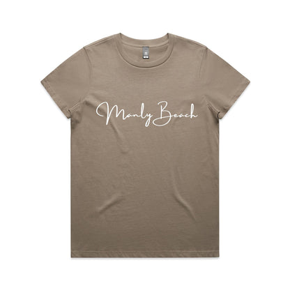 Lost Manly custom logo Manly Beach edition AS Colour Women's Maple Tee - Lost Manly Shop