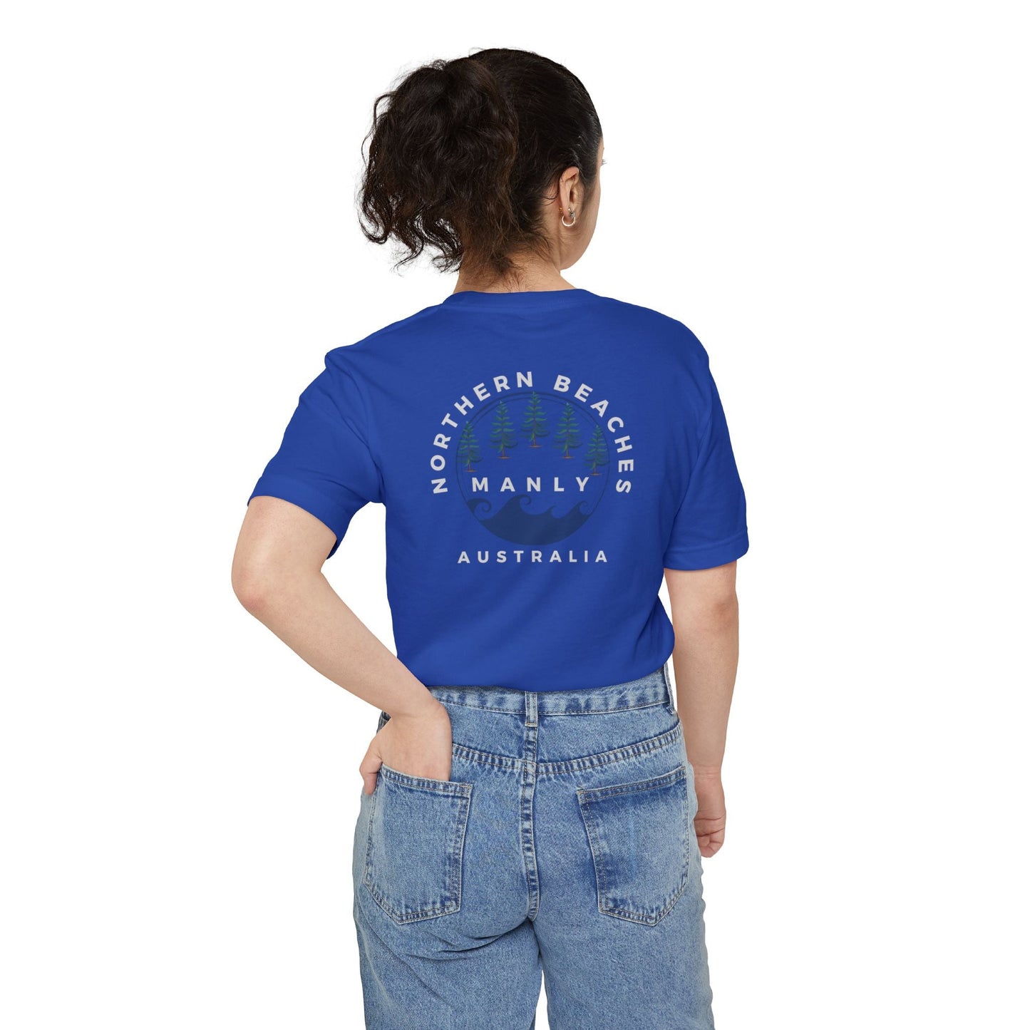 "The Westwood" Northern Beaches custom design different front and back logo, Pocket T-shirt - Casual, Nature-Inspired Wear