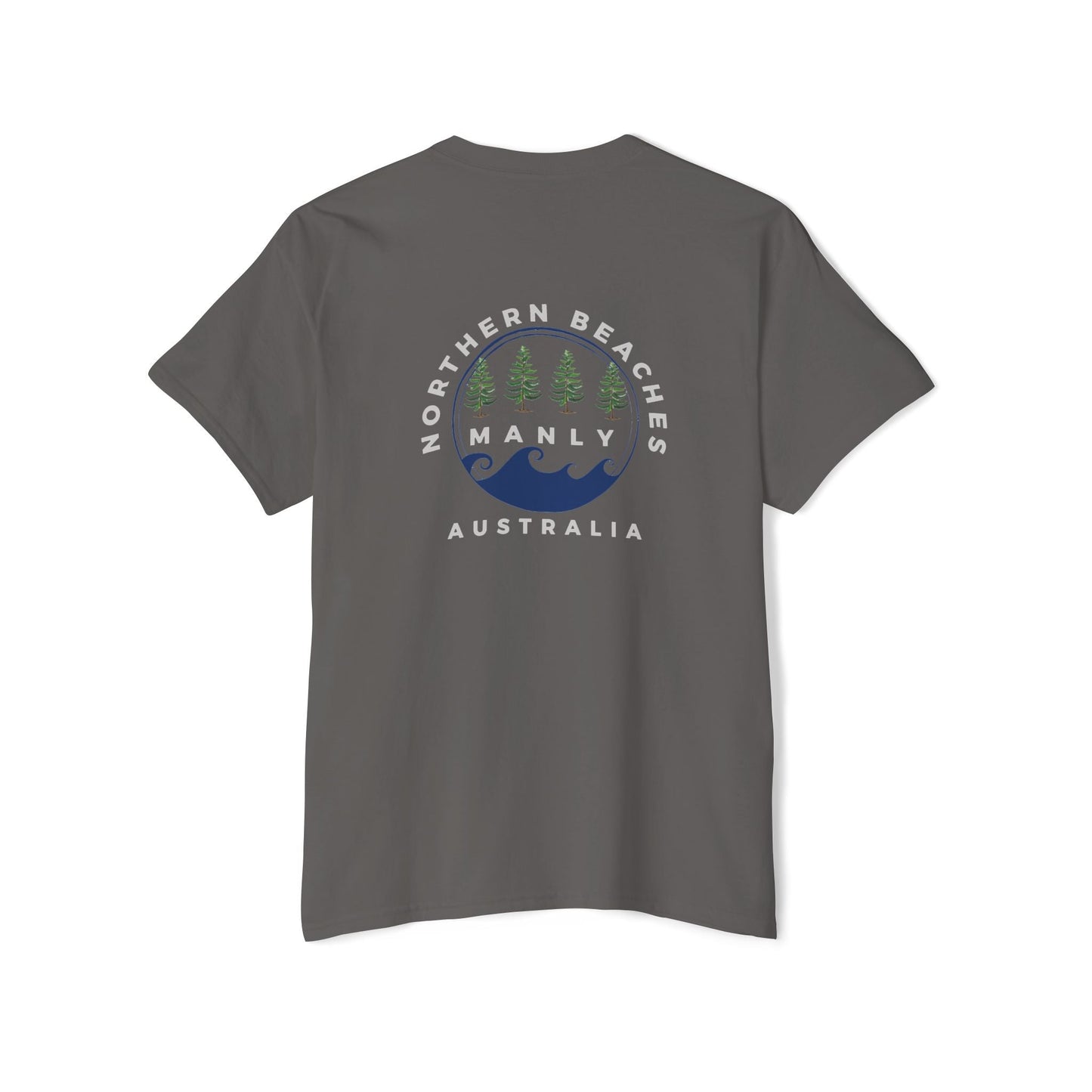 "The Westwood" Northern Beaches custom design different logo front and back Heavy Cotton Pocket Tee Printify