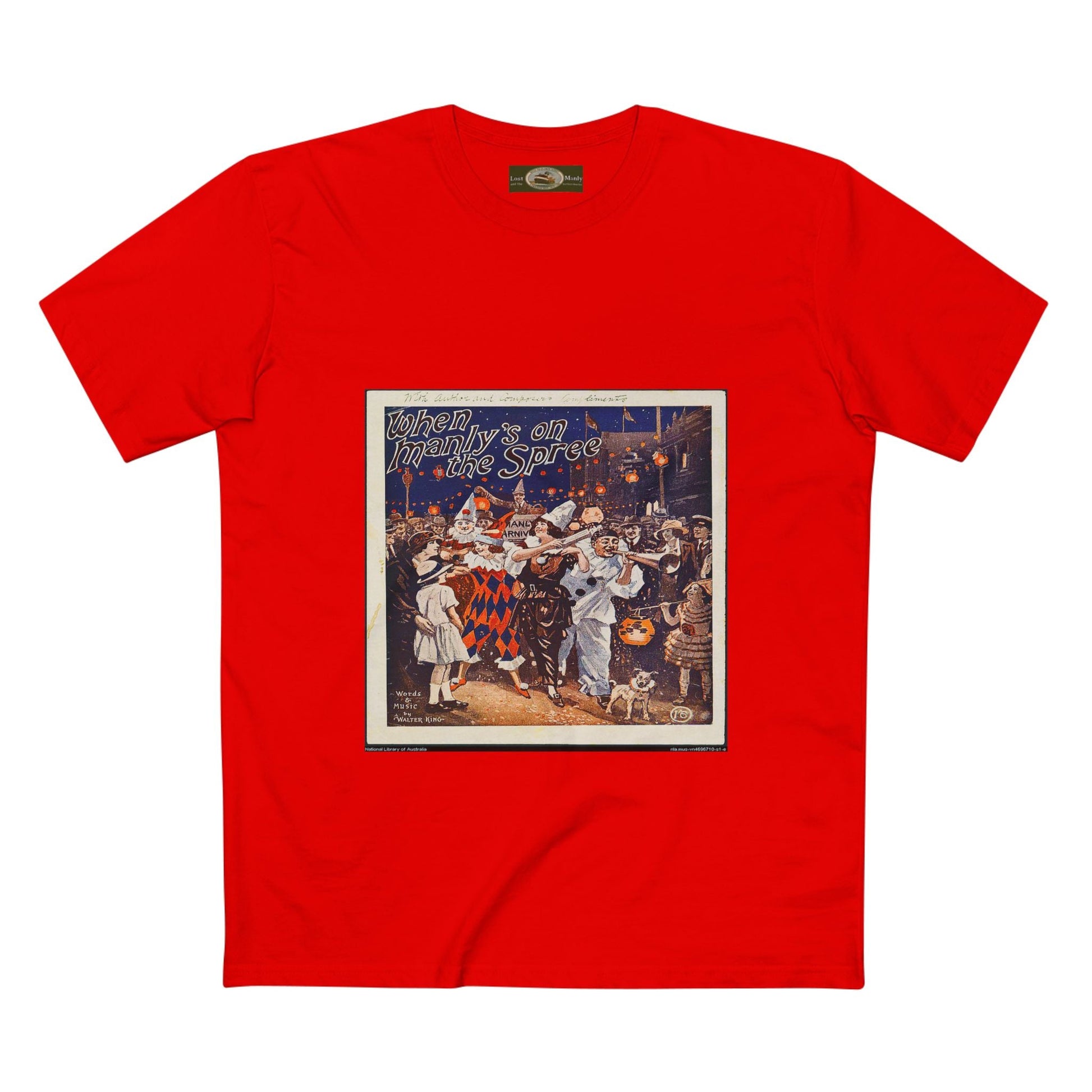 Vintage Manly Mardi Gras Staple Tee Printify