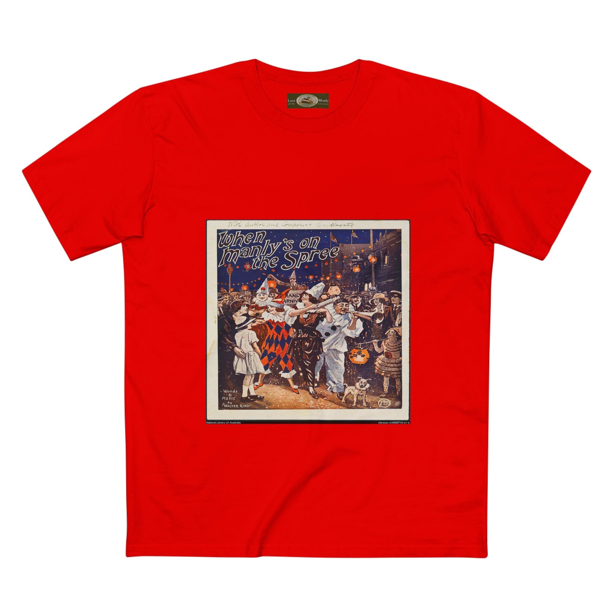 Vintage Manly Mardi Gras Staple Tee Printify