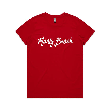Lost Manly custom logo Manly Beach edition AS Colour Women's Maple Tee - Lost Manly Shop