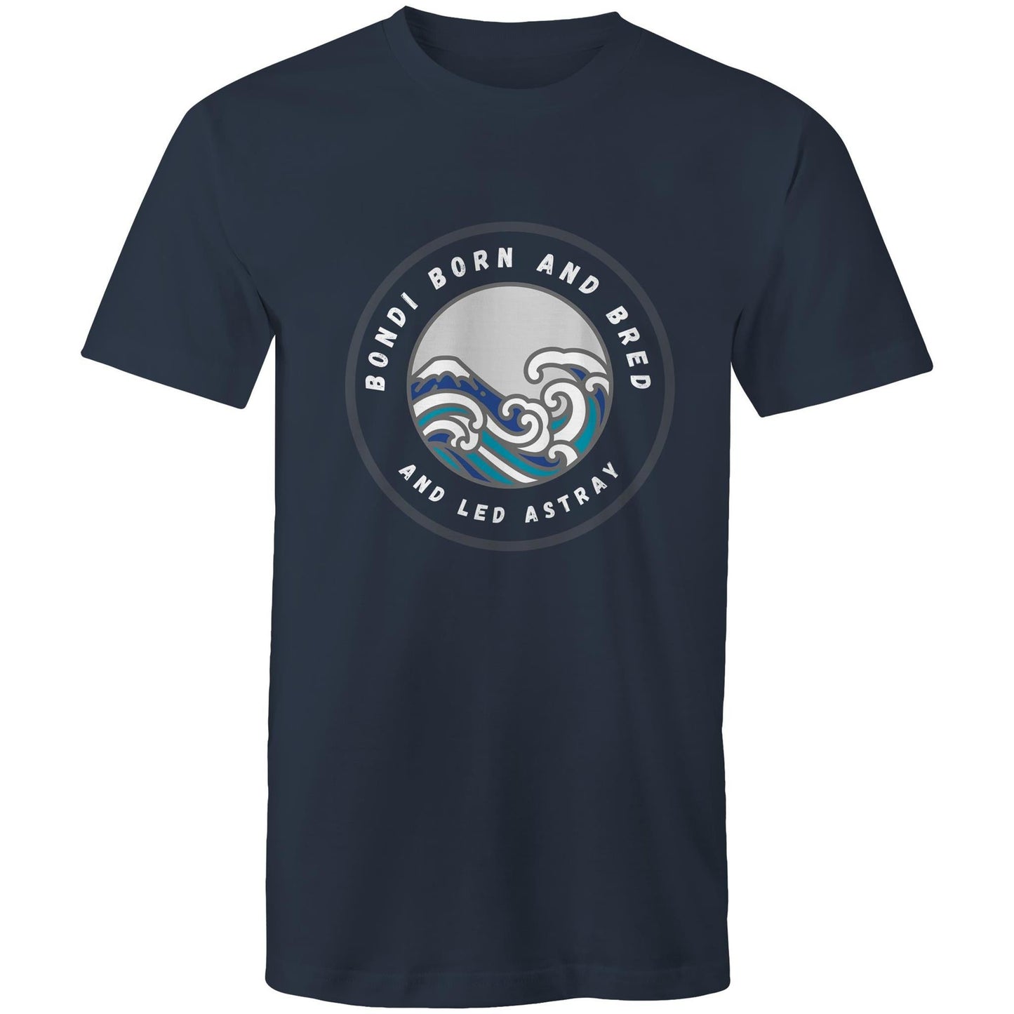 Bondi Born and Bred and Led Astray custom logo printed on AS Colour Staple - Mens T-Shirt 