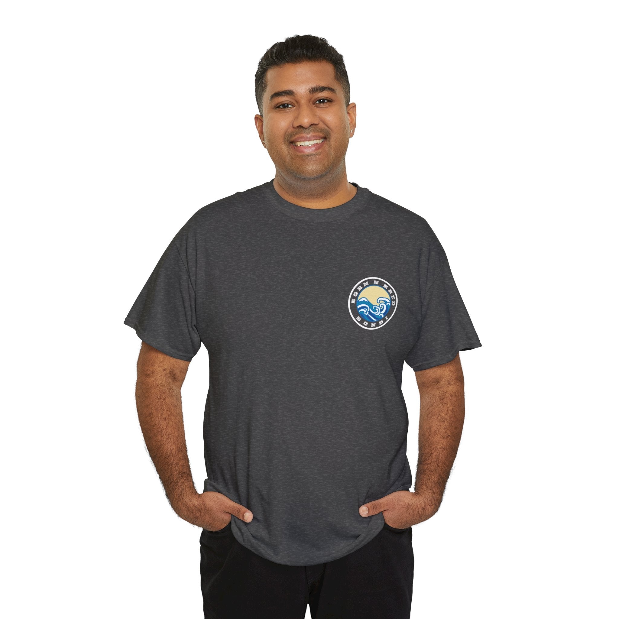 Heavy Cotton T-Shirt with free Canva custom designed logo front and back 