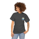 Heavy Cotton T-Shirt with free Canva custom designed logo front and back 