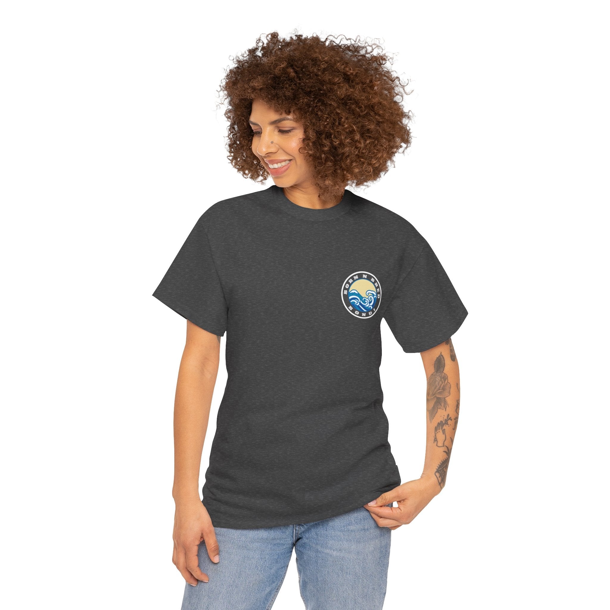 Heavy Cotton T-Shirt with free Canva custom designed logo front and back 