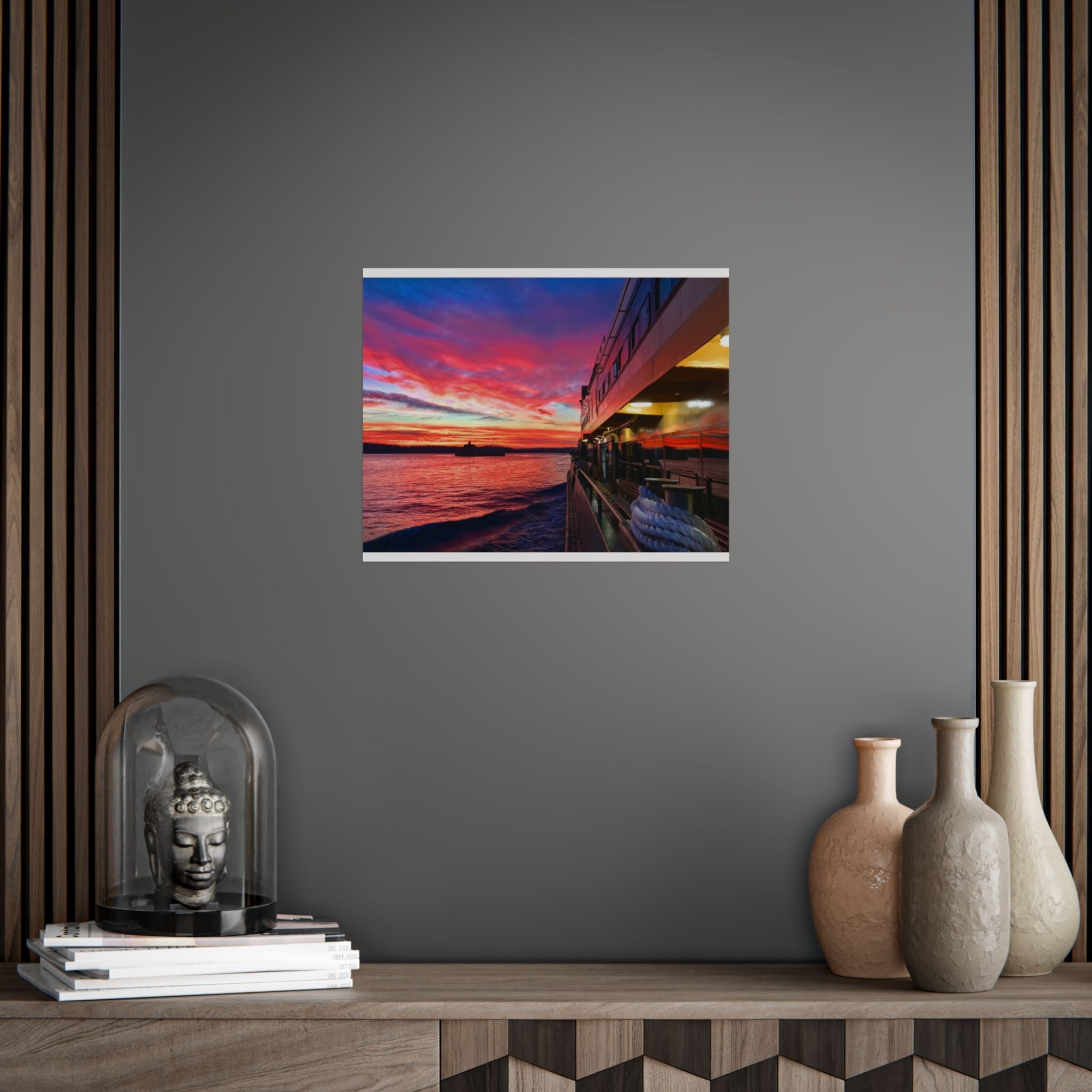 Sunset on the Manly Ferry Poster - For Australian Orders Nautical Wall Art, Coastal Decor, Beach House Print, Gift for Sailors, Age Spots Included 