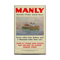 Poster Print - Manly Seven Miles from Sydney a Thousand Miles from Care 1940s Ferry Travel Printify