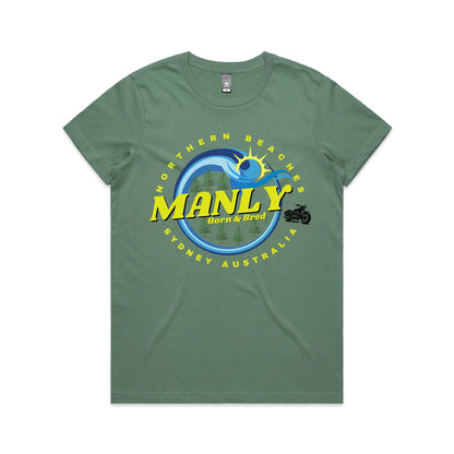 Lost Manly custom logo Manly Born & Bred edition AS Colour Women's Maple Tee - Lost Manly Shop