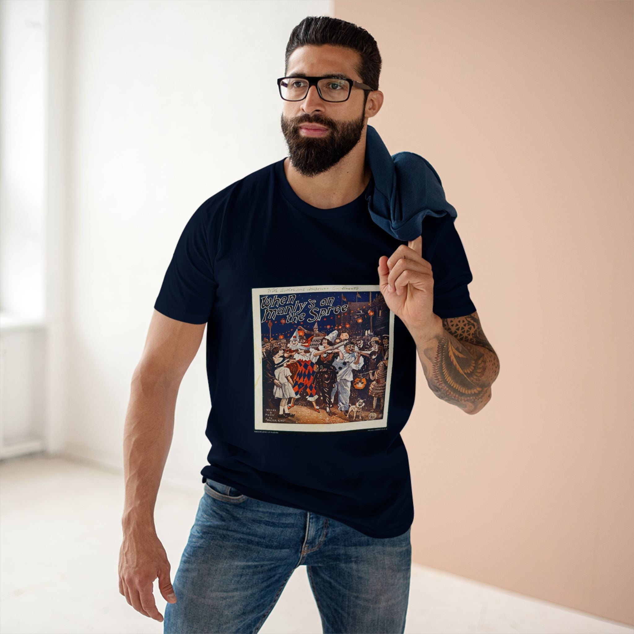 Vintage Manly Mardi Gras Staple Tee Printify