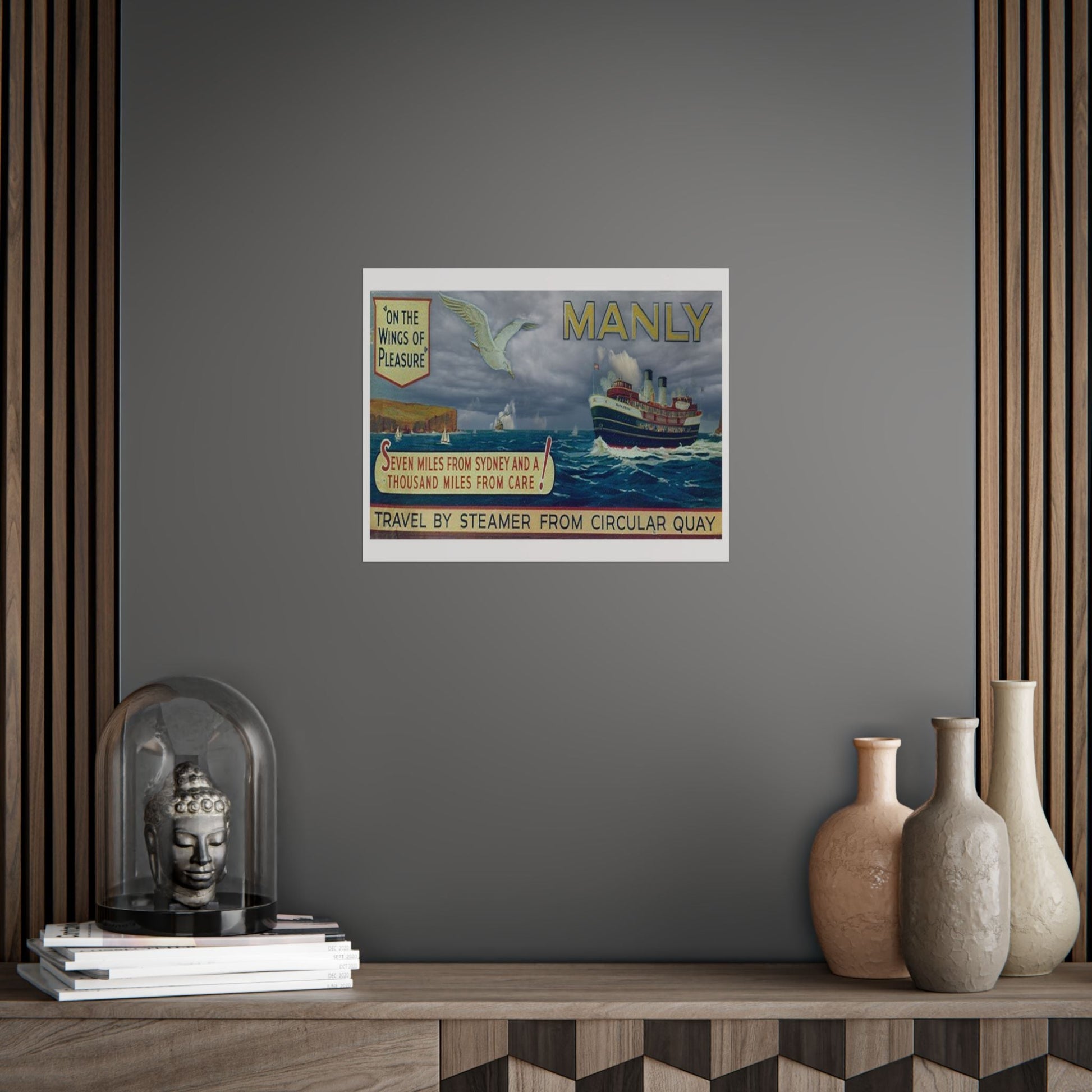 Manly  Vintage Travel Poster Print — Vintage Steamer “Seven Miles from Sydney” Unframed 