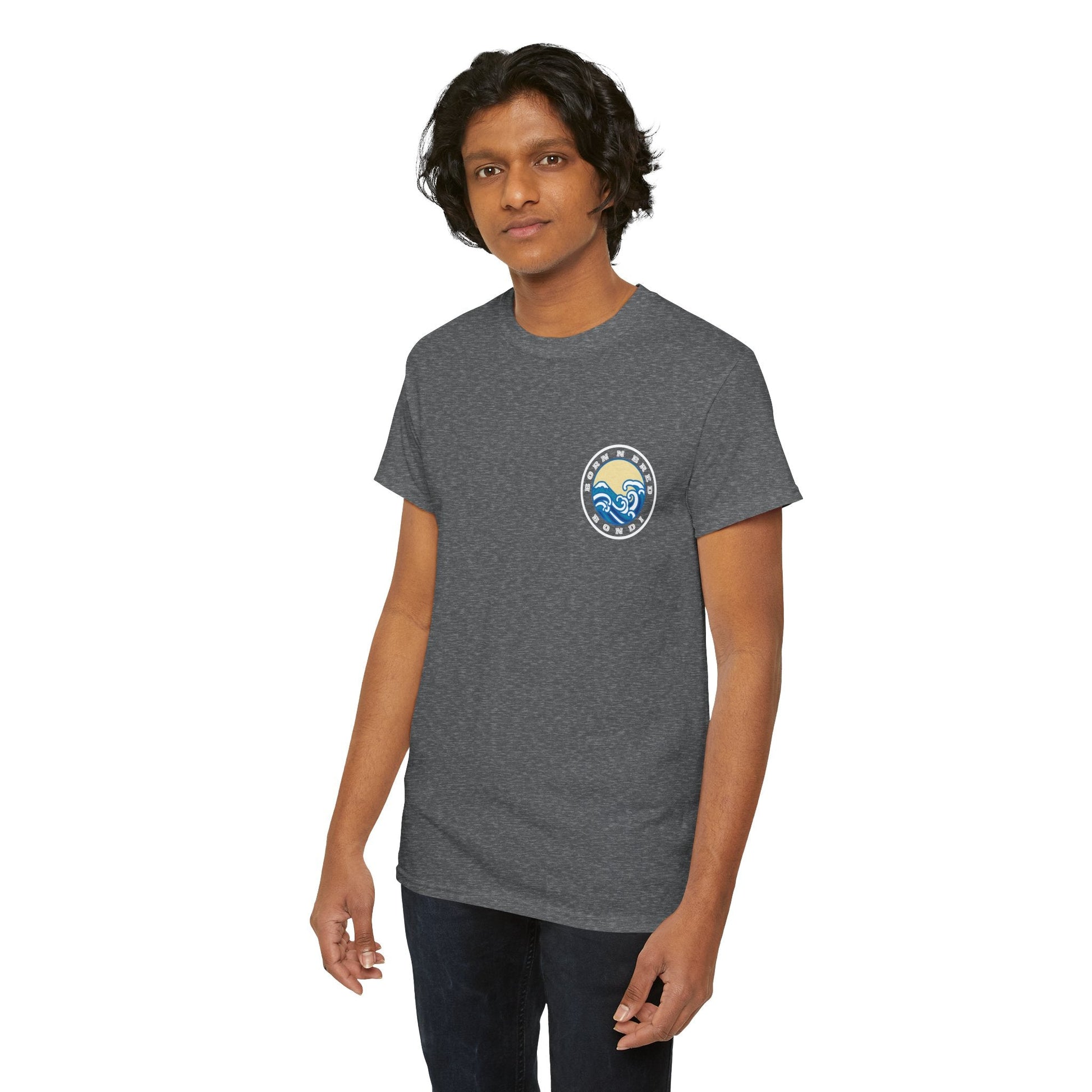 Heavy Cotton T-Shirt with free Canva custom designed logo front and back 