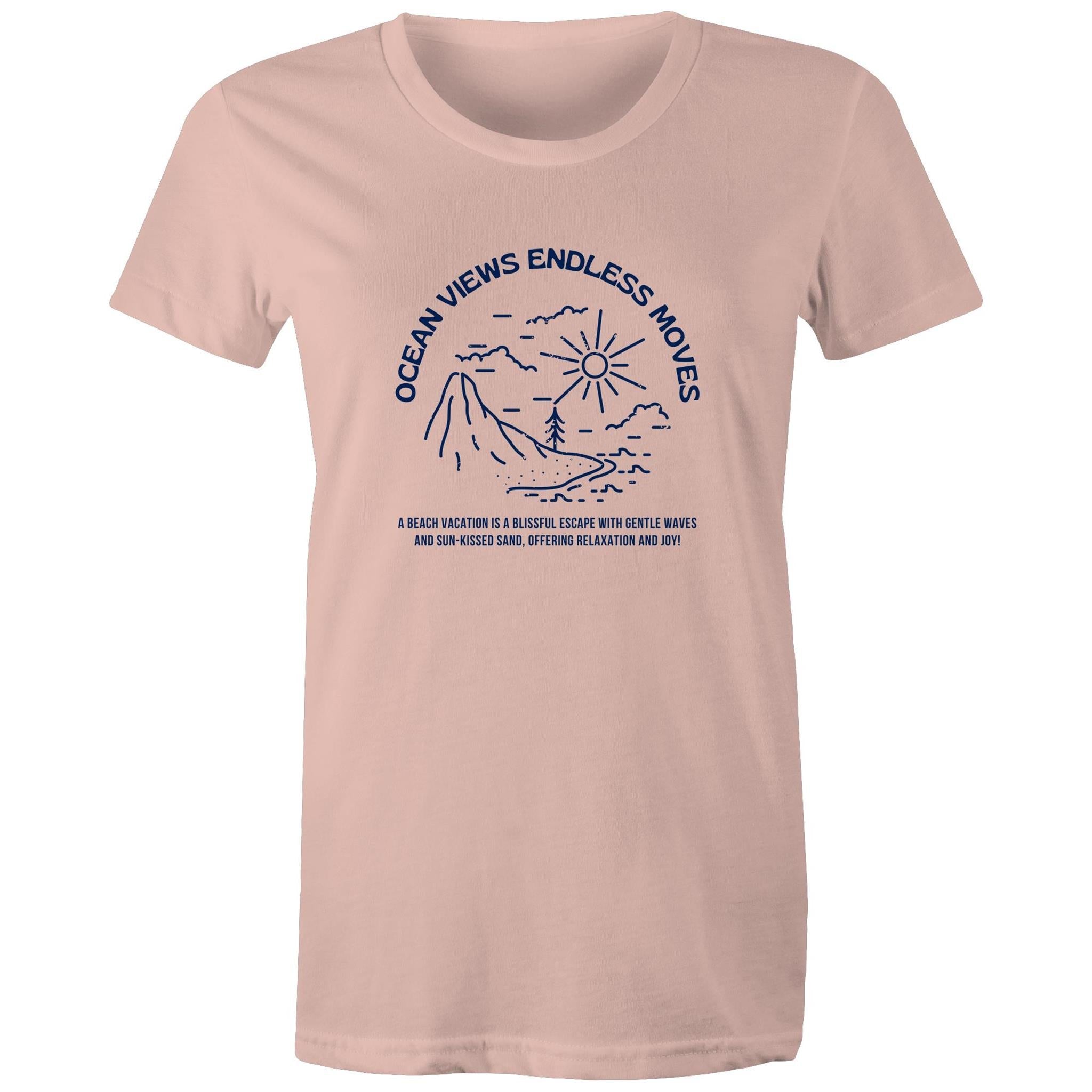 Women's Maple Tee Ocean Views Print 