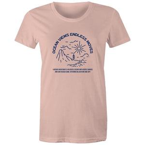Women's Maple Tee Ocean Views Print 