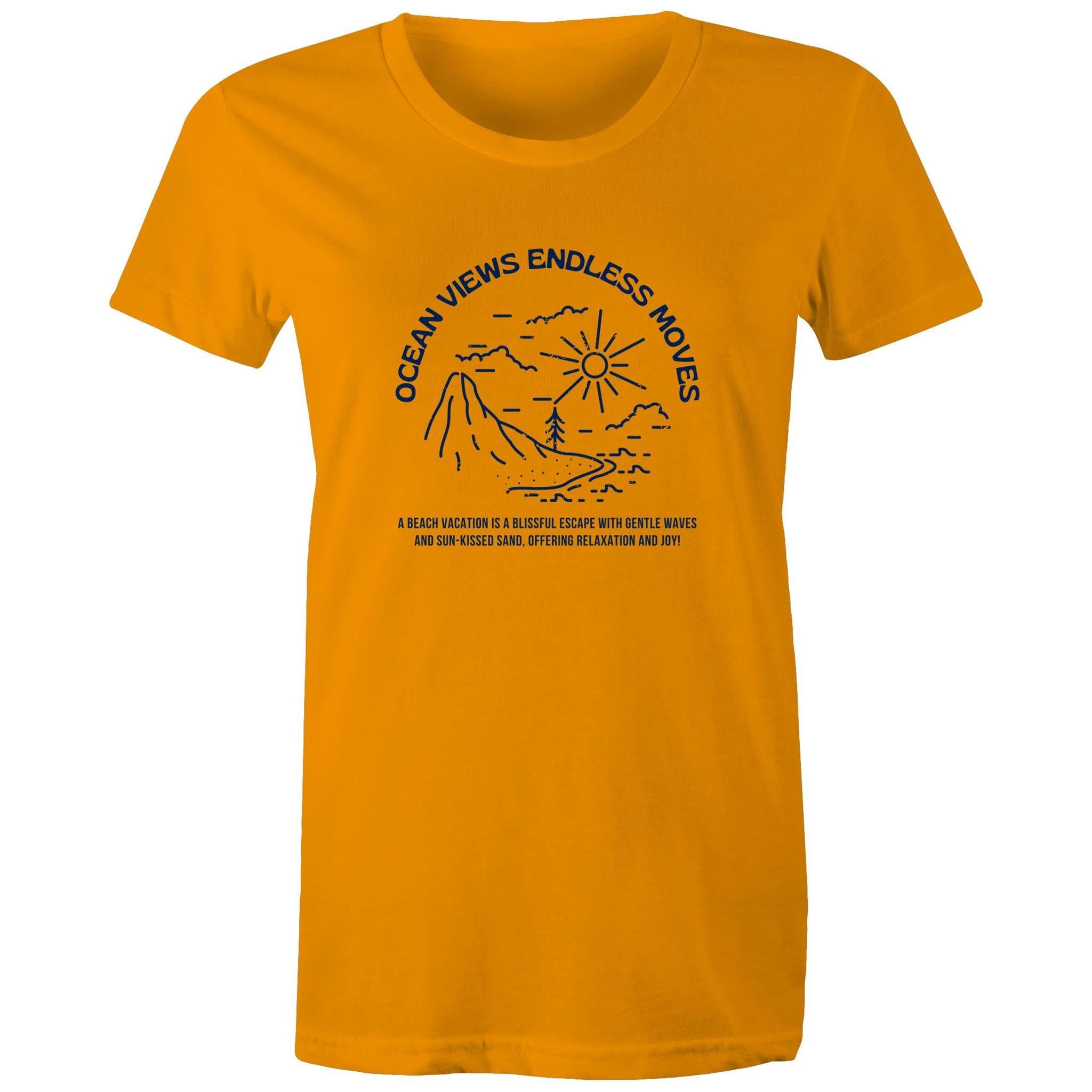 Women's Maple Tee Ocean Views Print 
