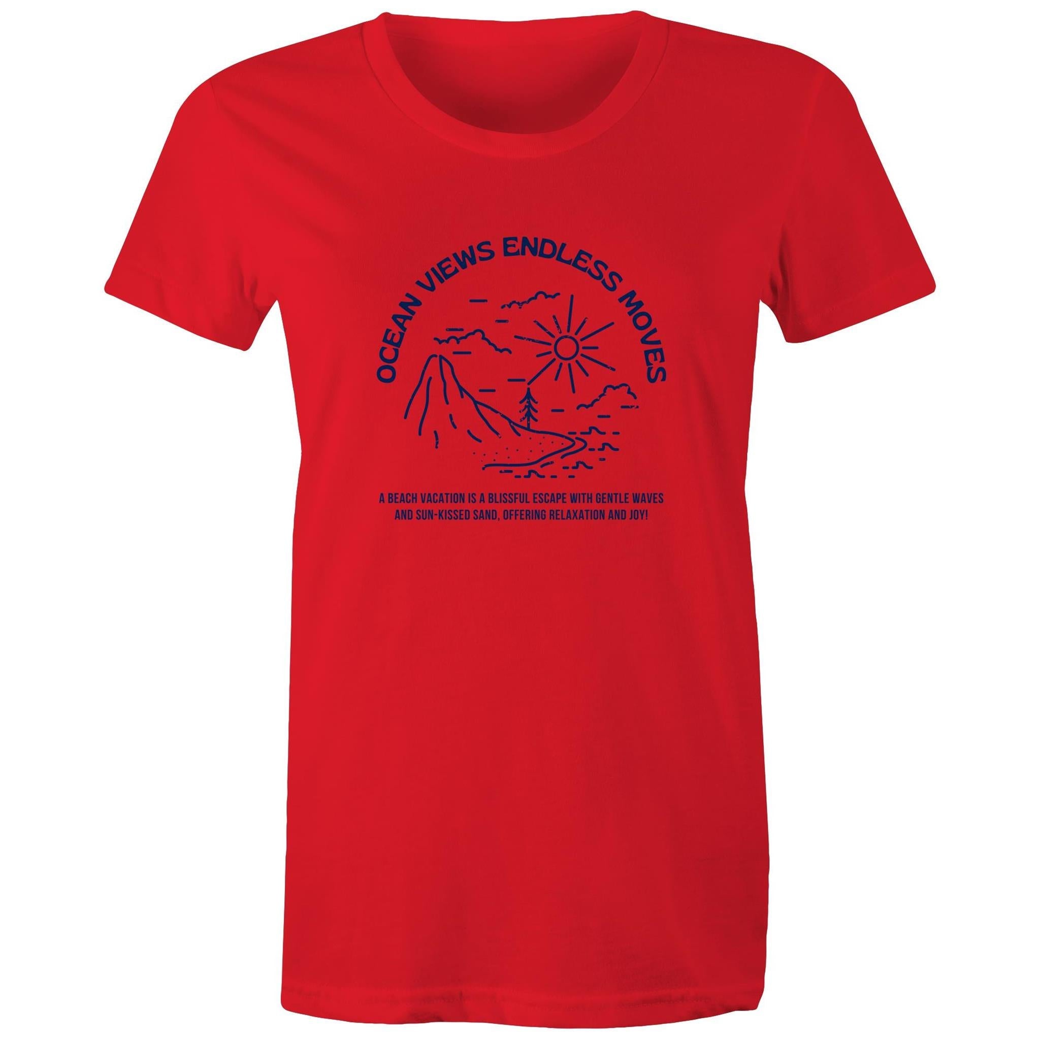 Women's Maple Tee Ocean Views Print 