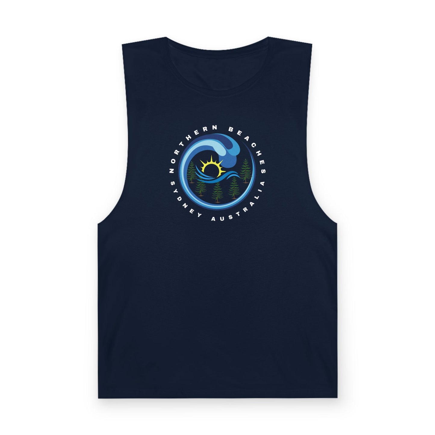 Lost Manly custom logo edition Barnard Surf Wave Tank Top — Coastal Graphic Tank with "Northern Beaches" Design - Lost Manly Shop