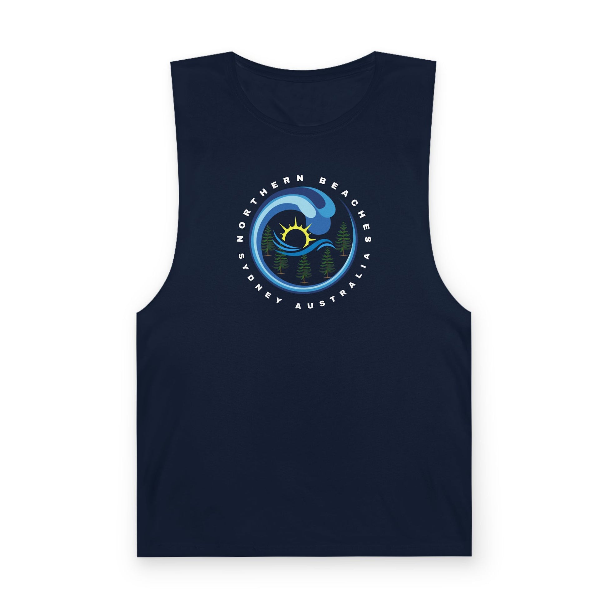 Lost Manly custom logo edition Barnard Surf Wave Tank Top — Coastal Graphic Tank with "Northern Beaches" Design - Lost Manly Shop