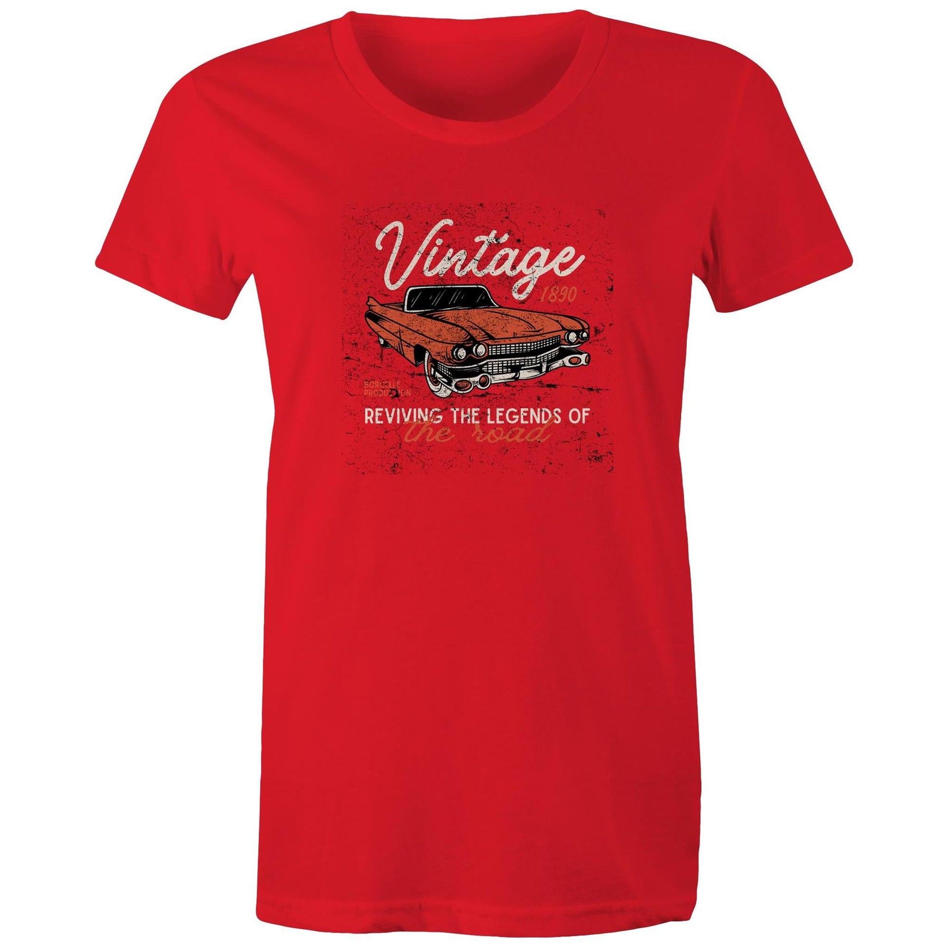 Women's Maple Tee Vintage Car Print 