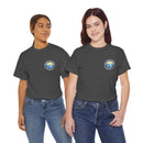 Heavy Cotton T-Shirt with free Canva custom designed logo front and back 