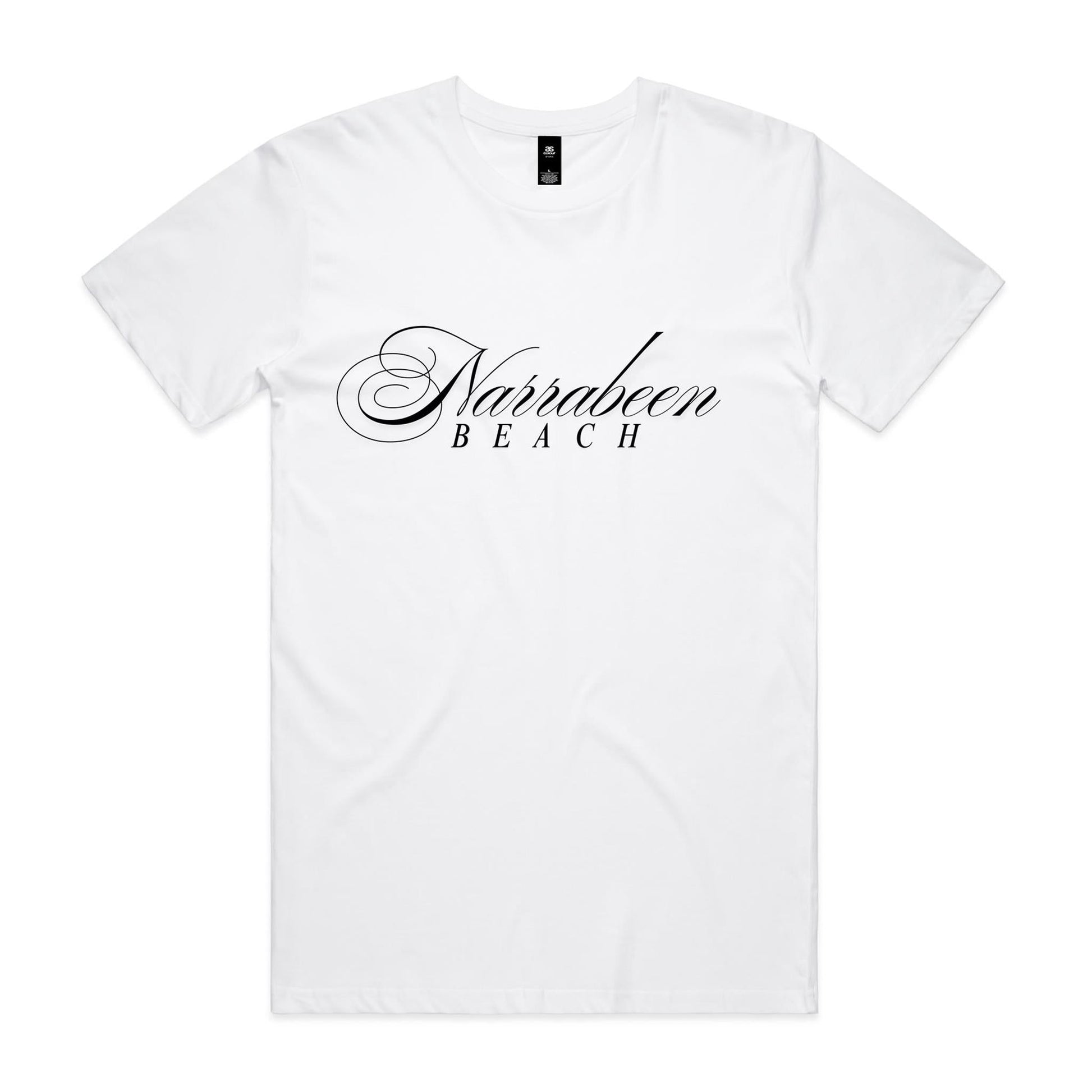 AS Colour Staple Tee Narrabeen Beach custom logo black font 
