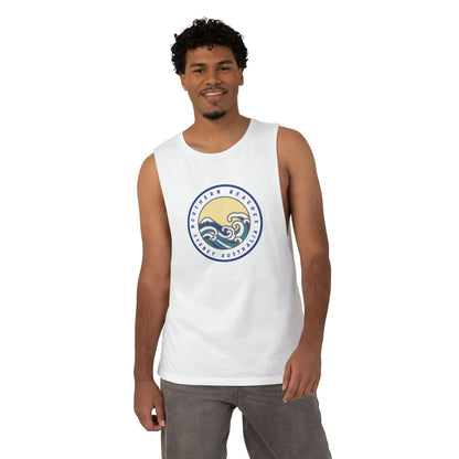 Lost Manly custom logo edition Barnard Tank Top — Minimalist White Muscle Tank - Lost Manly Shop