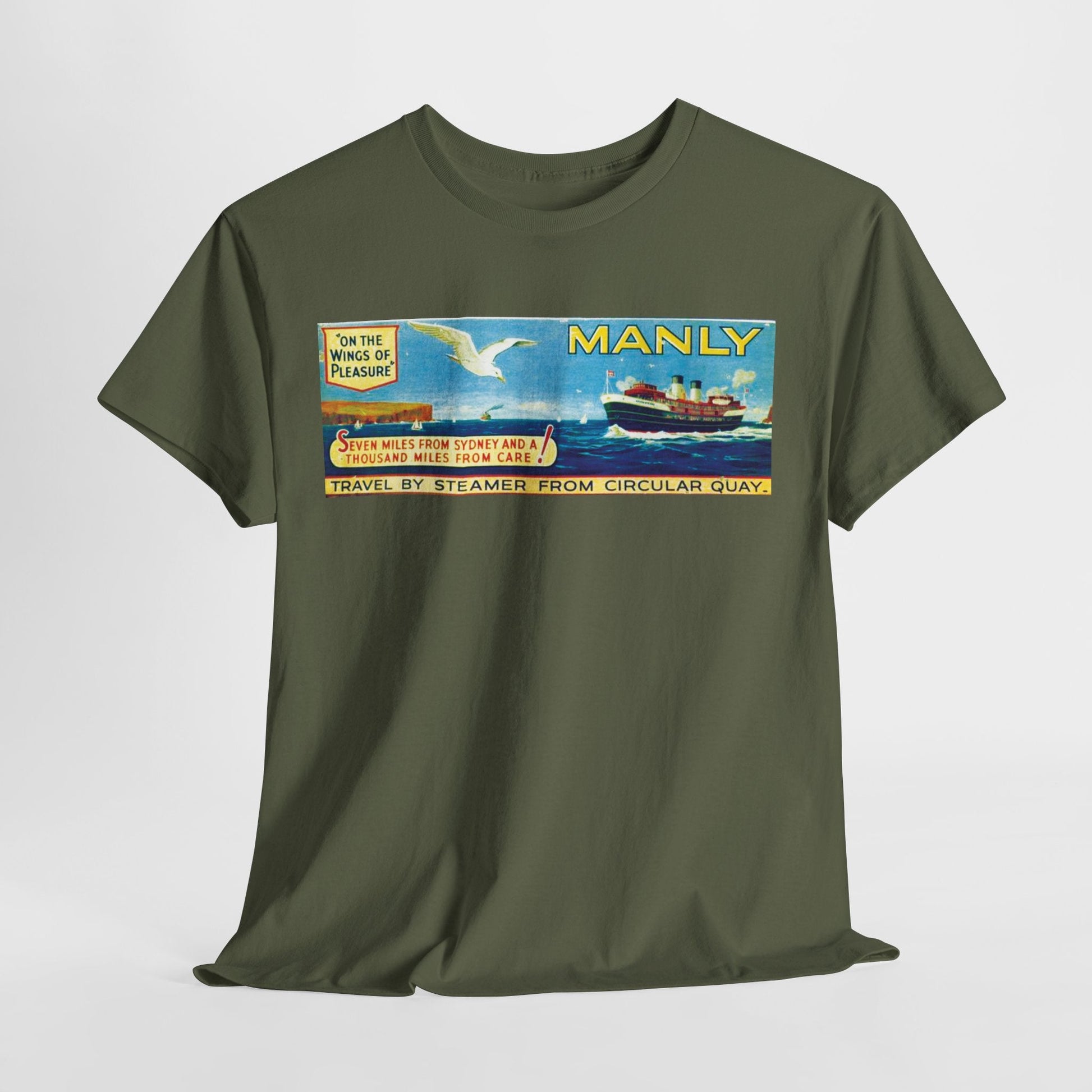 Vintage Travel Tee - Retro South Steyne Ferry Poster T-Shirt 