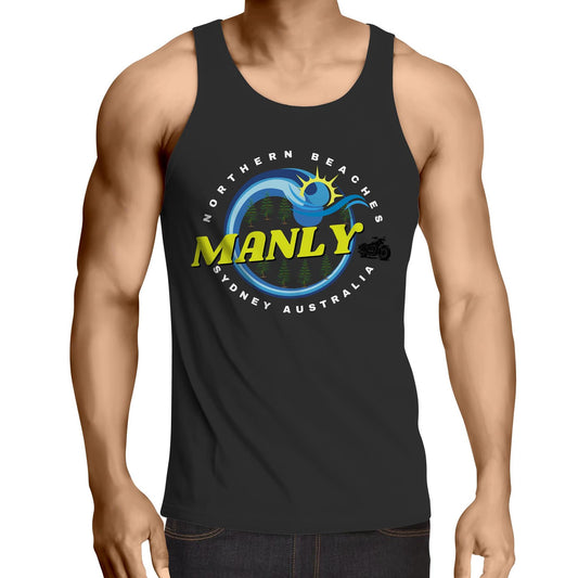 Lost Manly custom logo The Manly Barry AS Colour Lowdown - Mens Singlet Top - Lost Manly Shop