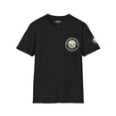 Collaroy custom logo front and sleeve. Lost Manly label. Unisex Soft style T-Shirt Printify