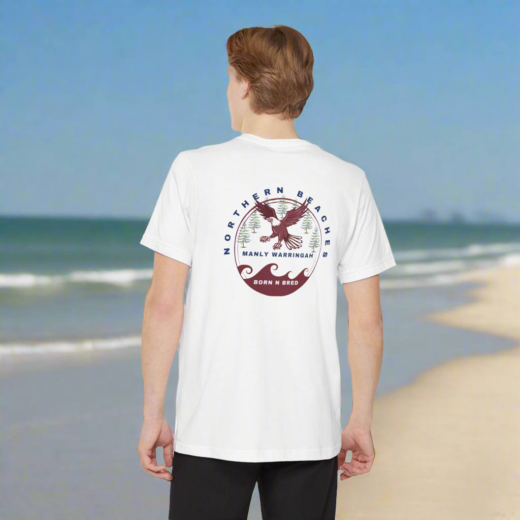 Manly Warringah Born n Bred Unisex Pocket T-shirt Printify