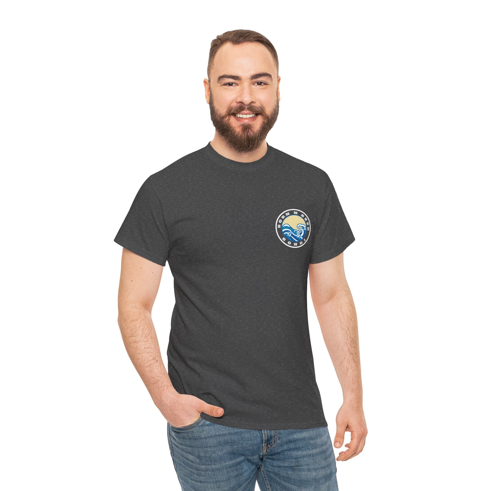 Heavy Cotton T-Shirt with free Canva custom designed logo front and back 