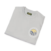 Collaroy custom logo front and sleeve. Lost Manly label. Unisex Soft style T-Shirt Printify