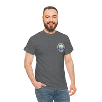Heavy Cotton T-Shirt with free Canva custom designed logo front and back 