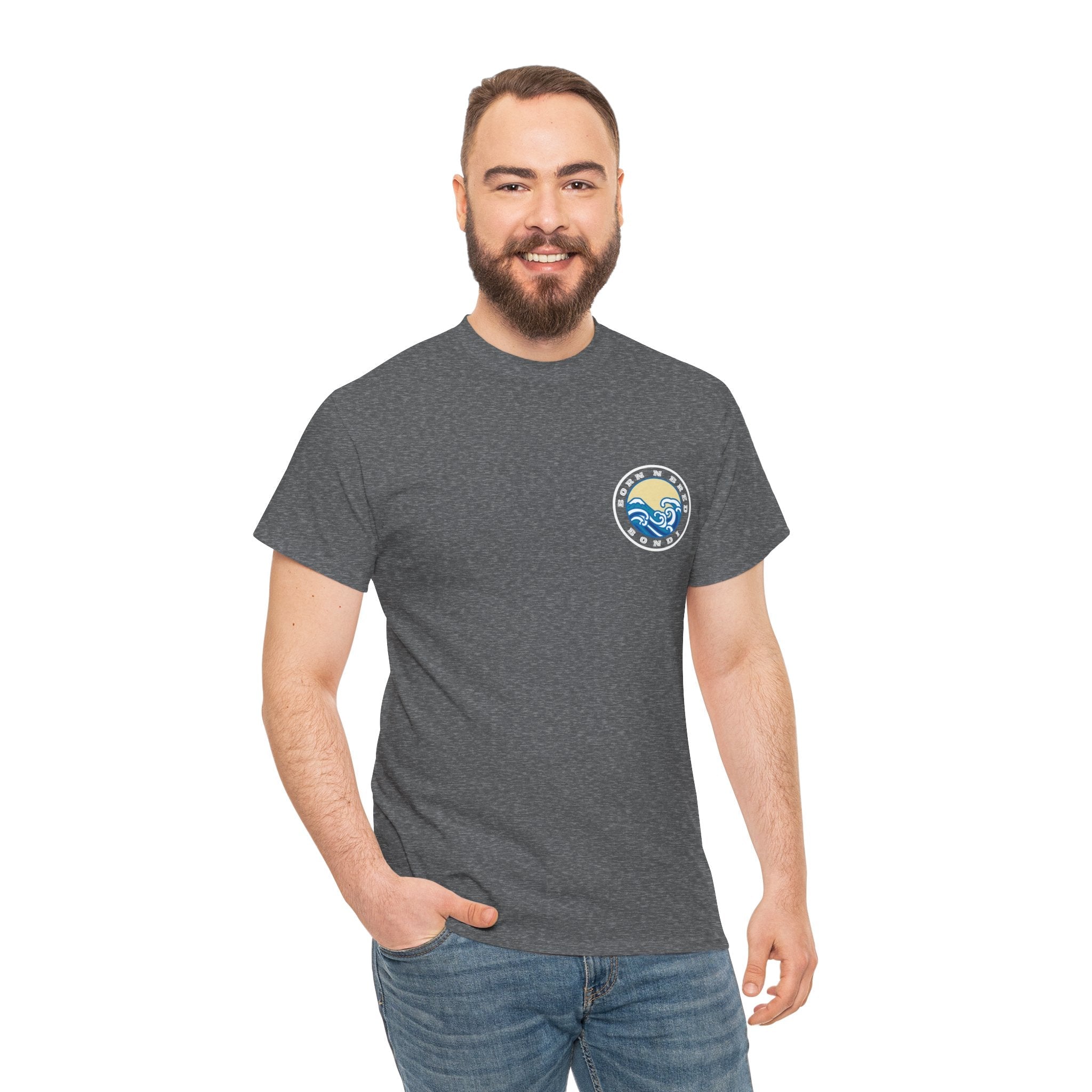 Heavy Cotton T-Shirt with free Canva custom designed logo front and back 