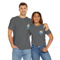 Heavy Cotton T-Shirt with free Canva custom designed logo front and back 