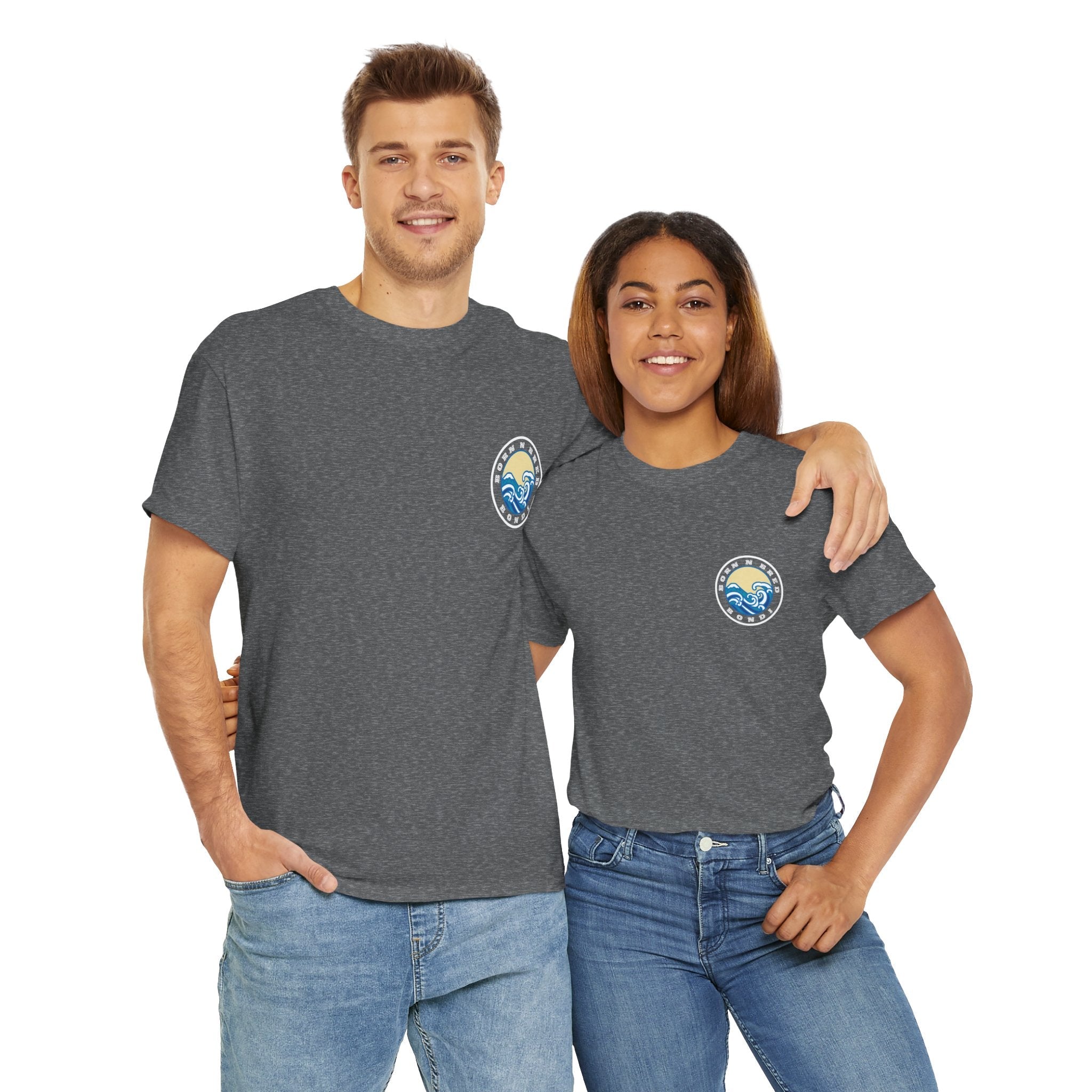 Heavy Cotton T-Shirt with free Canva custom designed logo front and back 