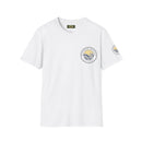 Collaroy custom logo front and sleeve. Lost Manly label. Unisex Soft style T-Shirt Printify