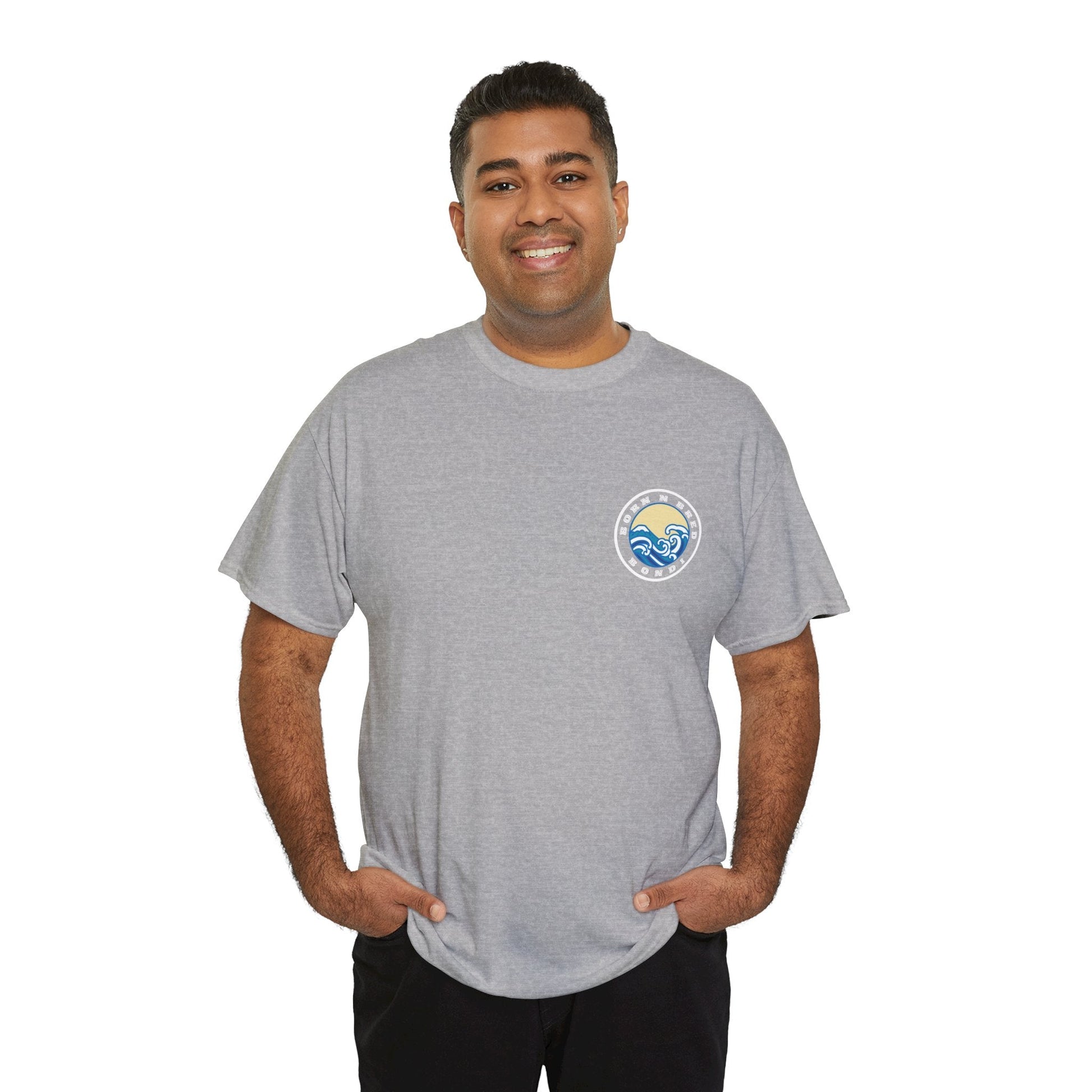 Heavy Cotton T-Shirt with free Canva custom designed logo front and back 