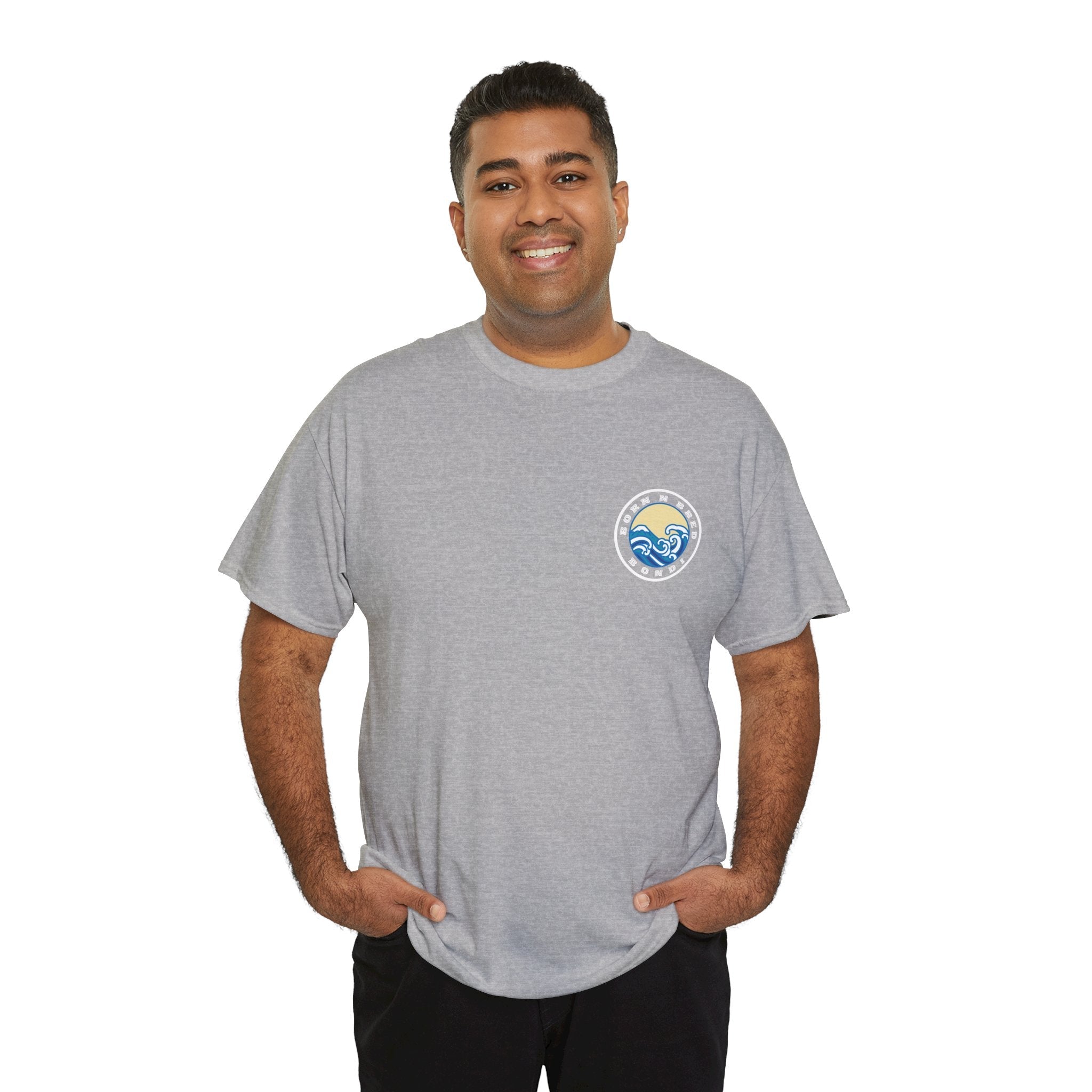 Heavy Cotton T-Shirt with free Canva custom designed logo front and back 