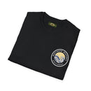 Collaroy custom logo front and sleeve. Lost Manly label. Unisex Soft style T-Shirt Printify