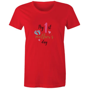 Women's Maple Tee My 1st Mother's Day 