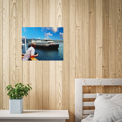 MV Collaroy Approaching Manly Wharf (1993) - Ferry Harbour Poster — Coastal Travel Wall Art
