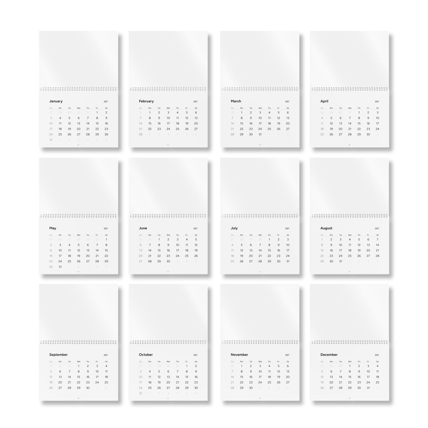 TESTING 2027 Minimal Wall Calendar — Clean Monthly Grid Planner