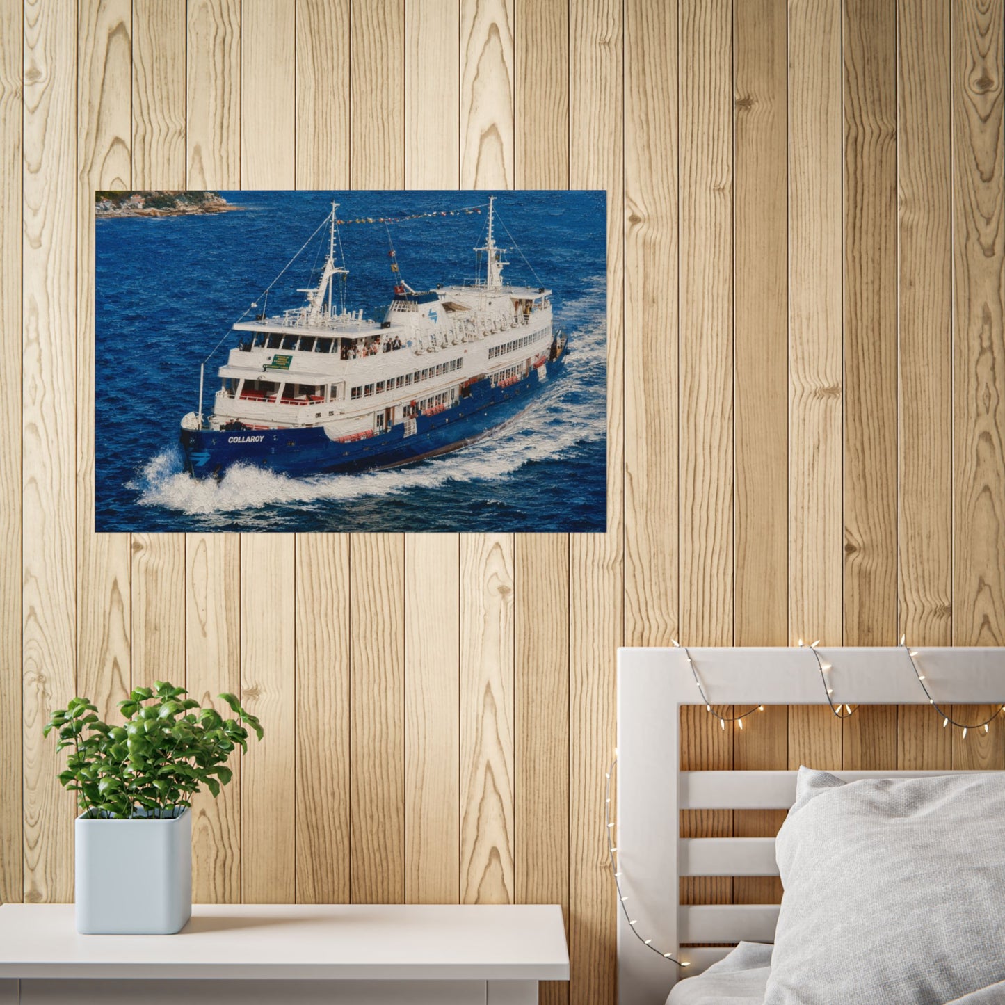 MV Collaroy approaching Manly Wharf first day of service 16 August 1988 -  Lost Manly Heritage Restoration Reimagined Art Ferry Harbour Poster — Coastal Travel Wall Art