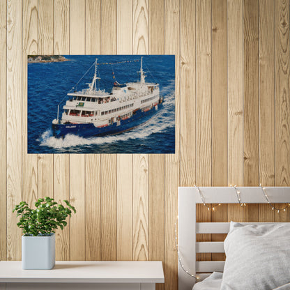 MV Collaroy approaching Manly Wharf first day of service 16 August 1988 -  Lost Manly Heritage Restoration Reimagined Art Ferry Harbour Poster — Coastal Travel Wall Art